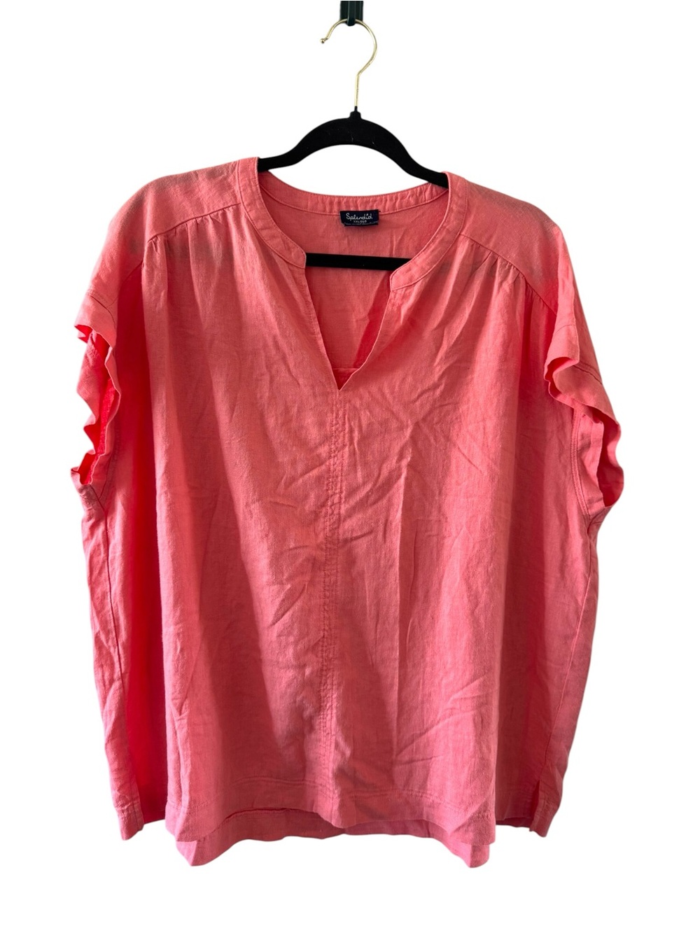 Splendid Top Plus Blouse Coral Pink LINEN Blend size XXL